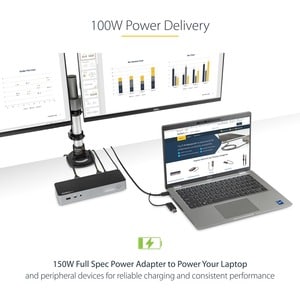StarTech.com Universal Laptop Docking Station, Hybrid USB-C & USB-A Dock, Dual 4K DP & HDMI, 100W PD, Mac / Windows / Chro