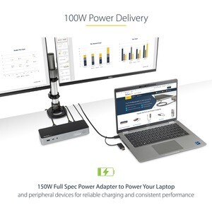 StarTech.com Universal Laptop Docking Station, Hybrid USB-C & USB-A Dock, Dual 4K DP & HDMI, 100W PD, Mac / Windows / Chro