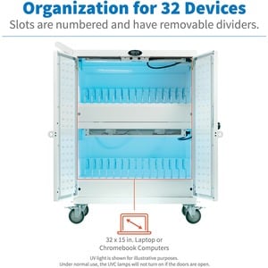 Tripp Lite by Eaton Safe-IT Multi-Device UV Charging Cart, Hospital-Grade, 32 AC Outlets, Laptops, Chromebooks, Antimicrob