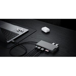Alogic DV3 USB Type A, USB Type C Docking Station for Notebook - Memory Card Reader - SD - 100 W - Space Gray - 3 Displays
