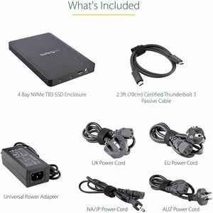 StarTech.com 4 Bay Thunderbolt 3 NVMe Enclosure, For M.2 NVMe SSD Drives, 1x DisplayPort Video and 2x TB3 Downstream Ports