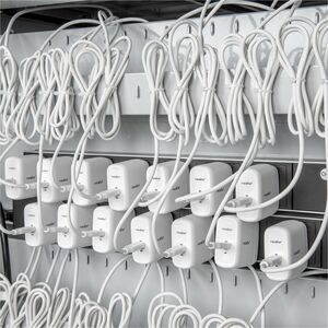 Rocstor Volt C42 Pre-Wired Charging Cart with Intelligent Power Charging 90W - 3 Shelf - 3 Drawer - Push Handle Handle - 4