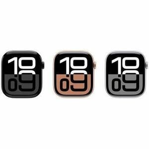 Apple Watch Series 10 Smart Watch - 46 mm Case Height - 39 mm Case Width - Jet Black Case Color - Black Band Color - Alumi