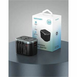 Vention FJC 1.84 kW AC Adapter - Box - Universal Adapter - 1 USB - 2 USB Type-C - 120 V AC, 230 V AC Input - 5 V DC, 9 V D