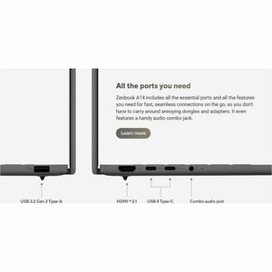 Portátil - Asus Zenbook A14 UX3407 UX3407QA-QD180W 35.6cm (14") Copilot+ PC - WUXGA - 60Hz - Qualcomm Snapdragon X X1-26-1