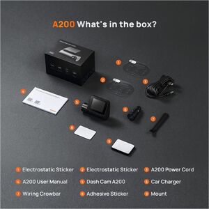 70mai A200 Front/Rear Vehicle Camera - 5.1 cm (2") Screen - Wireless - Night Vision - 1920 x 1080 Video - CMOS