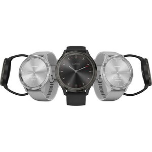 Garmin vívomove 3 GPS Watch - Slate - Stainless Steel Body - Black Case - Fiber Reinforced Polymer Case - Silicone Band - 