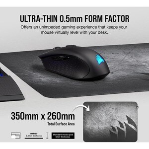 Corsair MM150 Ultra-Thin Gaming Mouse Pad - Medium - 13.78" x 10.24" Dimension - Gray, Black - Plastic - Tear Resistant, A