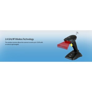 Adesso NuScan 2500TB Logistics, Warehouse Handheld Barcode Scanner - Wireless Connectivity - Black - USB Cable Included - 