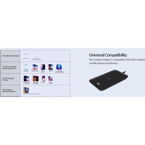 Adesso Induction Charger - 5 V DC, 9 V DC Input - Input connectors: USB - Overcharge Protection, LED Indicator