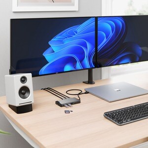 Alogic DV3 USB Type A, USB Type C Docking Station for Notebook - Memory Card Reader - SD - 100 W - Space Gray - 3 Displays