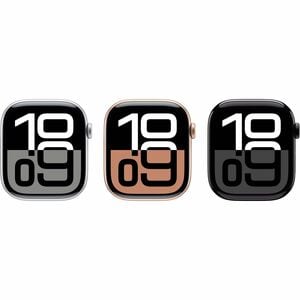 Apple Watch Series 10 Smart Watch - 42 mm Case Height - 36 mm Case Width - Jet Black Case Color - Black Band Color - Alumi