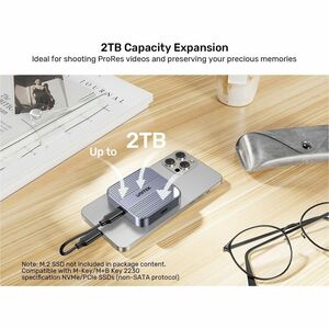 Unitek S1244AGY01 Drive Enclosure PCI Express NVMe, M.2 - USB Type C Host Interface - UASP Support - Space Gray - 1 x SSD 