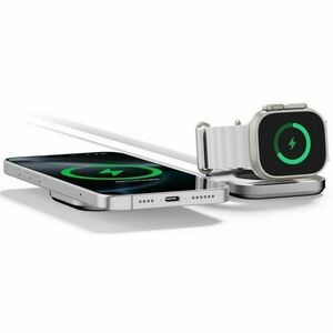 LinQ Induction Charger - Charcoal White - For Smartphone, MagSafe-enabled Device, iPhone, AirPod, Smartwatch - Foldable, M