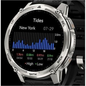Kospet TANK T4C Smart Watch - Round Case Shape - Silver Body Color - Stainless Steel, Zinc Alloy Case Material - Silicone 