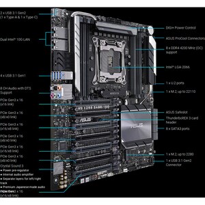 Asus WS X299 SAGE/10G Workstation Motherboard - Intel X299 Chipset - Socket R4 LGA-2066 - Intel Optane Memory Ready - SSI 