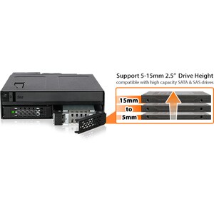Icy Dock ToughArmor MB602SPO-B Drive Enclosure for 5.25" - Serial ATA/300 Host Interface Internal - Black - 2 x HDD Suppor