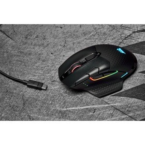 Corsair DARK CORE RGB Gaming Mouse - Optical - Cable/Wireless - Bluetooth - Black - 1 - USB 2.0 Type A - 18000 dpi - Scrol