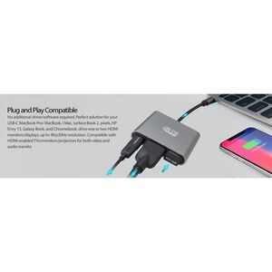 Adesso 3-IN-1 USB-C Multi-Port Docking Station (TAA Compliant) - for TV/Monitor/Projector/Notebook/Smartphone/Tablet - 60 
