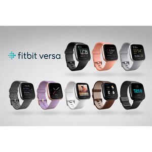Fitbit Versa Smart Watch - Rectangular Case Shape - 24.08 mm Case Height - 24.08 mm Case Width - Grey Body Color - Alumini