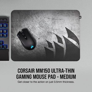 Corsair MM150 Ultra-Thin Gaming Mouse Pad - Medium - 13.78" x 10.24" Dimension - Gray, Black - Plastic - Tear Resistant, A