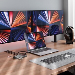 Alogic DV3 USB Type A, USB Type C Docking Station for Notebook - Memory Card Reader - SD - 100 W - Space Gray - 3 Displays