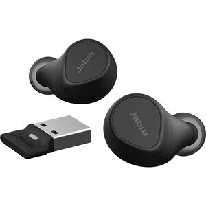 Jabra Evolve2 真无线 耳塞 立体声 耳机 - 黑 - 双声道 - 入耳式 - 2000 cm - 蓝牙 - 20 Hz 到 20 kHz - 微机电（MEMS ）技术 麦克风 - 降噪 - A 型 USB