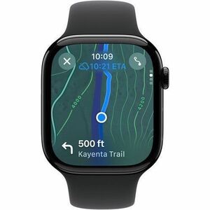 Apple Watch Series 10 Smart Watch - 46 mm Case Height - 39 mm Case Width - Jet Black Case Color - Black Band Color - Alumi