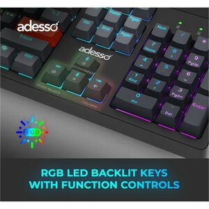 Adesso EasyTouch 1100 Keyboard - Wired/Wireless Connectivity - Bluetooth/RF - 2.40 GHz - USB Interface - RGB LED - 88 Key(