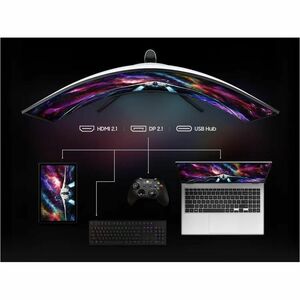 Samsung Odyssey Neo G9 S57CG950NW 57" (144.8 cm) Class Curved Screen Gaming Mini LED Monitor - 32:9 - Black, White - 57" (