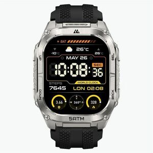 Kospet TANK M4C Smart Watch - Square Case Shape - Silver Body Color - Stainless Steel, Zinc Alloy Case Material - Silicone