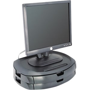 Kantek LCD Monitor Stand with Drawers - Flat Panel Display Type Supported13" Width x 5" Depth - Black WITH 2 DRAWERS, BLACK