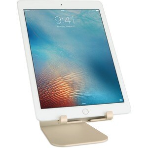 Rain Design mStand tablet stand- Gold - Angled stand provides a comfortable view. Cable outlet for easy management.