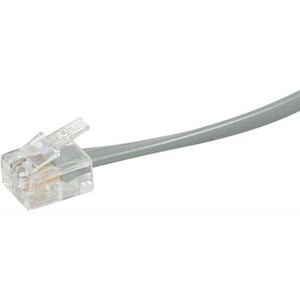 C2G 25ft RJ11 6P4C Straight Modular Cable - RJ-11 Male - RJ-11 Male - 25ft - Silver
