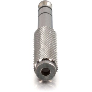 C2G 6.3mm (1/4in) Stereo Male to 3.5mm Stereo Female Adapter - 1 x 6.35mm Audio Male - 1 x Mini-phone Female - Metallic Si