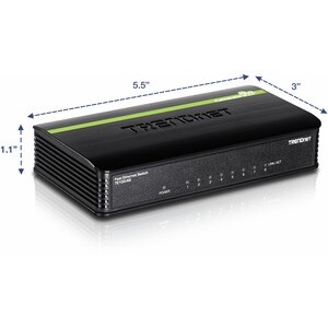 TRENDnet 8-Port Unmanaged 10/100 Mbps GREENnet Ethernet Desktop Switch; TE100-S8; 8 x 10/100 Mbps Ethernet Ports; 1.6 Gbps