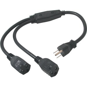 C2G 18in 1-to-2 Power Cord Splitter - 16 AWG - NEMA 5-15P to NEMA 5-15R - 14"