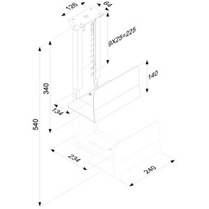 Newstar Under Desk PC Mount (Suitable PC Dimensions - Height: 39-54 cm / Width: 13-23 cm) - Black - Vertical - 540 mm x 23