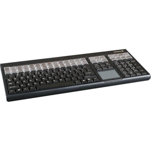 CHERRY LPOS Point Of Sale Keyboard - 127 Keys - QWERTY Layout - 42 Relegendable Keys - Magnetic Stripe Reader - USB - Black