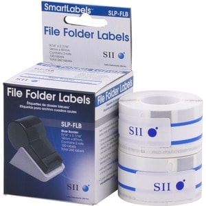 Seiko SLP-FLB White/Blue File Folder Labels - Designed perfectly for labeling folders/assets in an Office, Healthcare faci