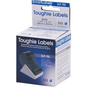 Seiko SmartLabel SLP-TRL Toughie Address Label - 1.12" Width x 3.5" Length - 130/Roll - 0.79" CoreRoll - White SEIKO LABEL
