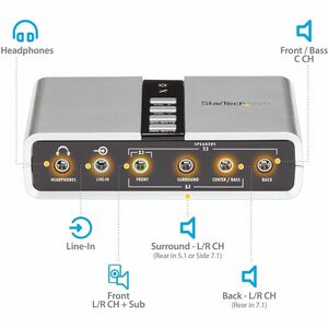 StarTech.com 7.1 USB Audio Adapter External Sound Card - Turn your laptop or desktop computer into a 7.1-channel home thea