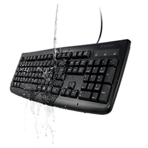 Kensington Pro Fit Washable Keyboard - PS/2, USB - 104 Keys - Black - Pack of 1 - Retail