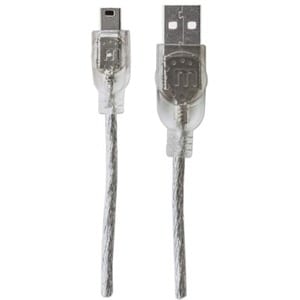 Manhattan Cable USB V2.0 A-Mini B 1.8M Plata - Cable for Concentrador USB, Portátil, Computadora de escritorio, Computador