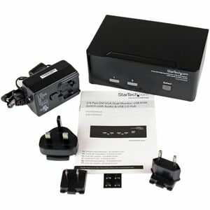 StarTech.com 2 Port KVM Switch - DVI and VGA w/ Audio and USB 2.0 Hub â€" Dual Monitor / Display / Screen KVM Switch - DVI