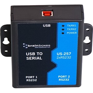 Brainboxes 2 Port RS232 USB to Serial Adapter - USB 2.0 - DIN Rail Mountable