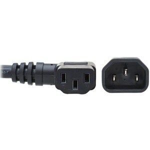 Eaton Tripp Lite Series Power Extension Cord, Left-Angle C13 to C14 PDU Style - 10A, 250V, 18 AWG, 2 ft. (0.61 m), Black -