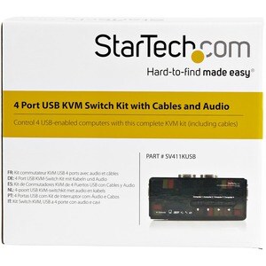StarTech.com 4 Port Black USB KVM Switch Kit with Cables and Audio - desktop KVM Switch - VGA KVM Switch - USB KVM Switch 