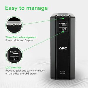 APC by Schneider Electric BR1500G 120V Backup System - Tower - 8 Hour Recharge - 3 Minute Stand-by - 120 V Input - 120 V A