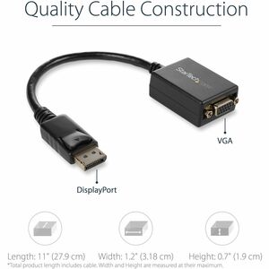 StarTech.com DisplayPort to VGA Video Adapter Converter - Connect a VGA monitor to a DisplayPort-equipped PC - Works with 